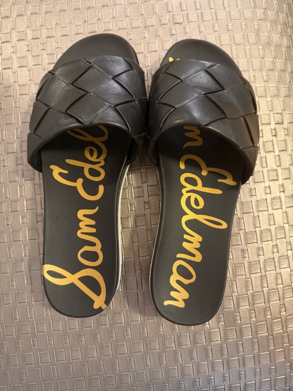 Sam Edelman Black Woven Slide Platform Mules - Picture 4 of 4